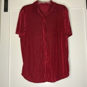 Manfinity Shirt Mens Size Medium Velvet Burnout Nightclub Button Up Retro Stripe